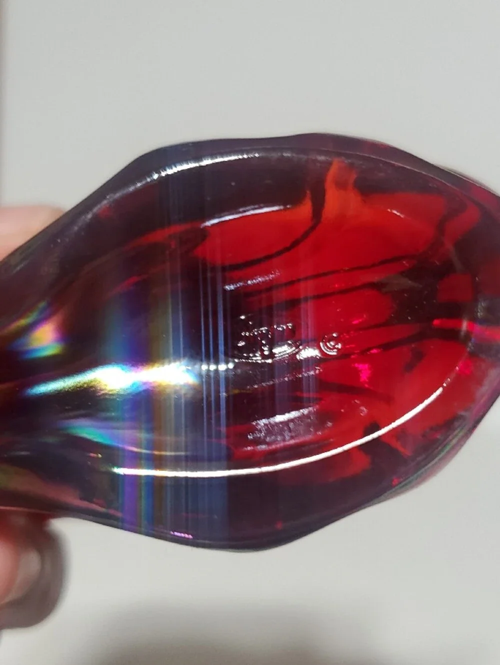 Vtg Fenton Iridescent Red Carnival Glass Shoe